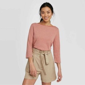 A New Day 3/4 Sleeve Striped Shirt, Large